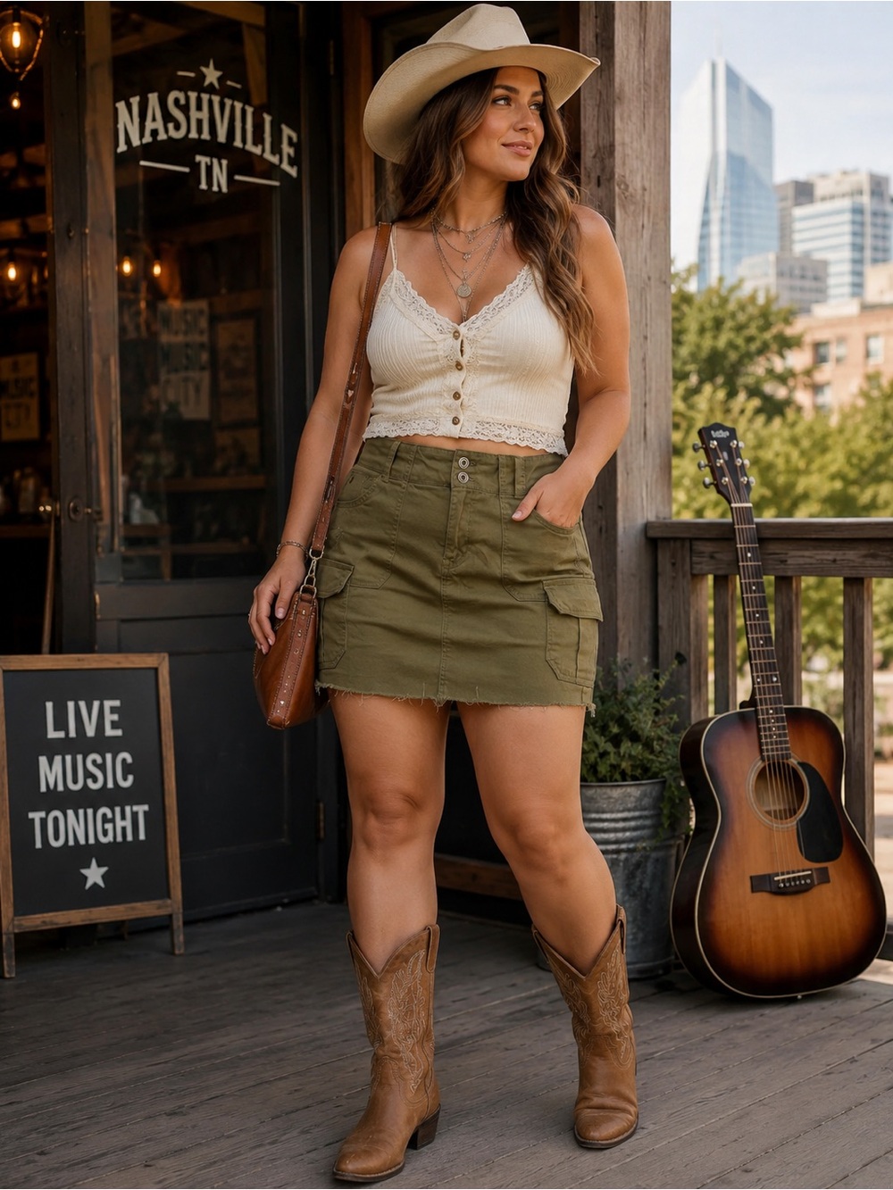 Olive Cargo Mini Skirt — Casual Women's Utility Style
